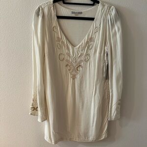 NWT Cream Embroidered Boho Dress